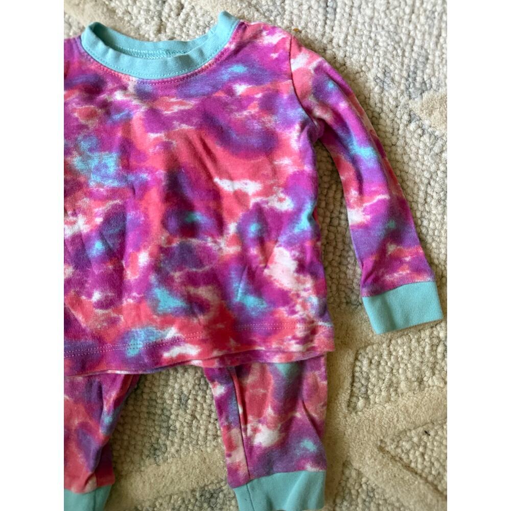 Tucker + Tate 6-12M Tie Dye Pajama Set Pink Purple Blue Organic Cotton Sleepwear - Picture 3 of 5